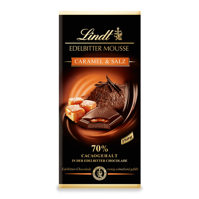 Lindt Edelbitter Mousse Caramel & Salz Tafel 150g