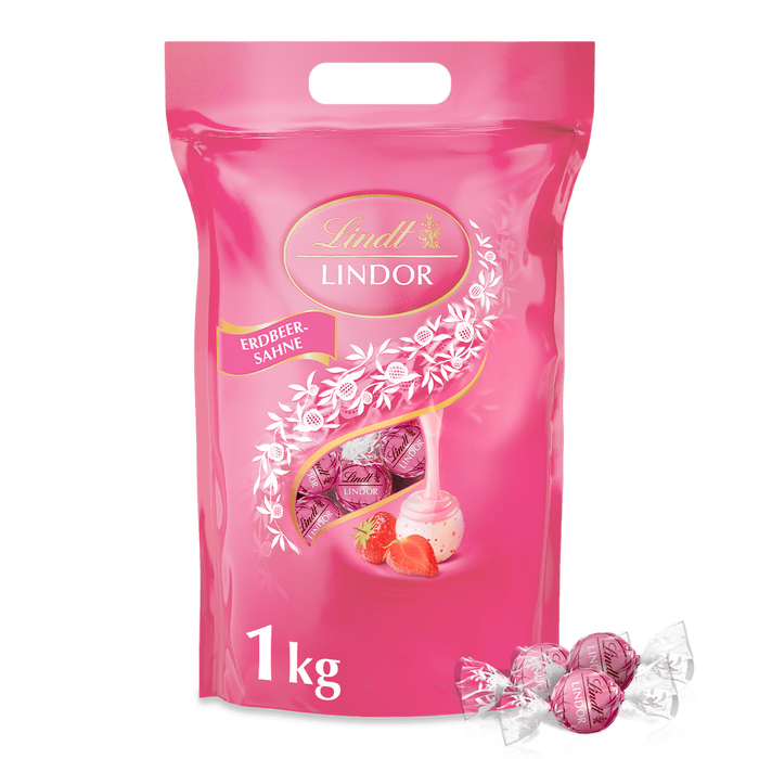 Lindt Lindor Erdbeer-Sahne Beutel 1kg