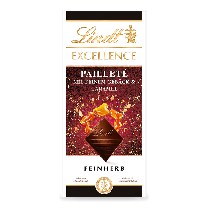 Lindt Excellence Pailleté mit feinem Gebäck & Caramel Tafel 100g