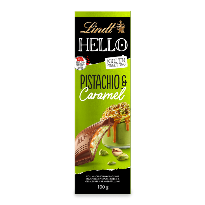 Lindt Hello Pistachio & Caramel Tafel 100g