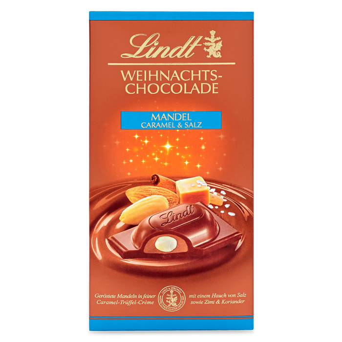 Lindt Weihnachts-Chocolate Mandel, Caramel & Salz Tafel 100g