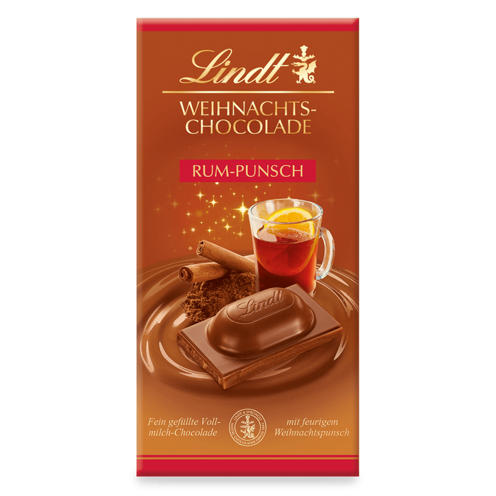 Lindt Weihnachts-Chocolade Rum-Punsch Tafel 100g